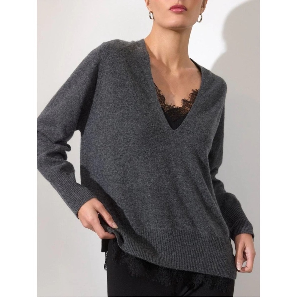 🟣 BOGO! Brochu Walker The Lace Vee Looker Pullover Sweater